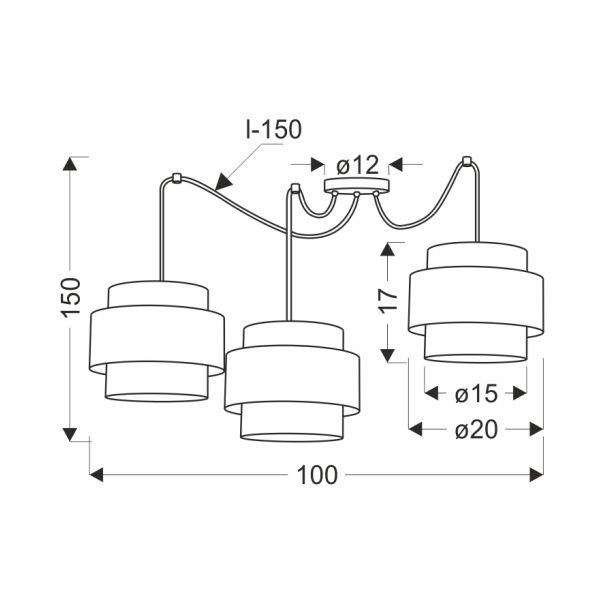 Benta 6 Visilica Crna Krem 3x40W E27 - 15103-1