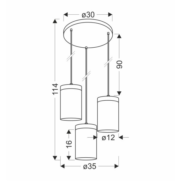 Wels Viseća Lampa  Crna + Drvo 3x40W E27 - 15049-1-1