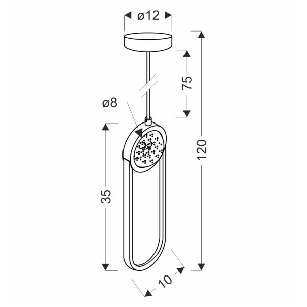 Lacrima Viseća Lampa Crna 10cm 15W LED 3000K - 15069-1-1