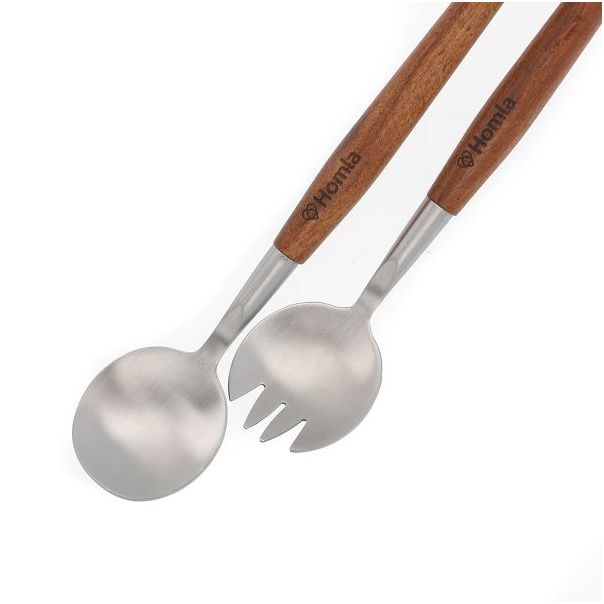 DEKOR DOM Činija za salatu sa priborom 24cm Mooka, crna - 039076