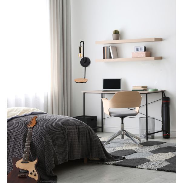 Bipi Zidna Lampa sa Prekidačem Crno Zlatna 1x40W E14 - 15150-1