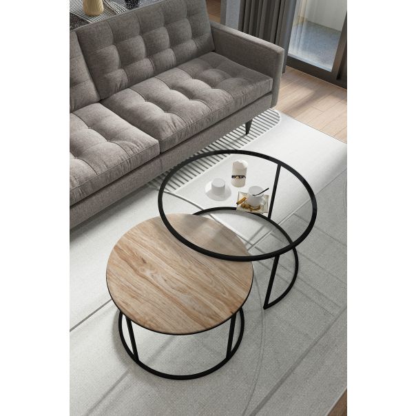 HANAH HOME Klub sto Kyoto, staklo/krem - 594MRS1153