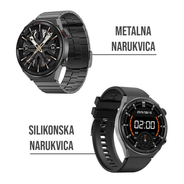 Pametni sat DT3 Mate metalna i silikonska narukvica, crna - SW222