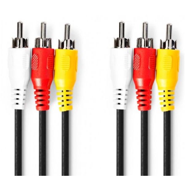 NEDIS Kabl 3xRCA muški CVGP24300BK50, 5m - 45982