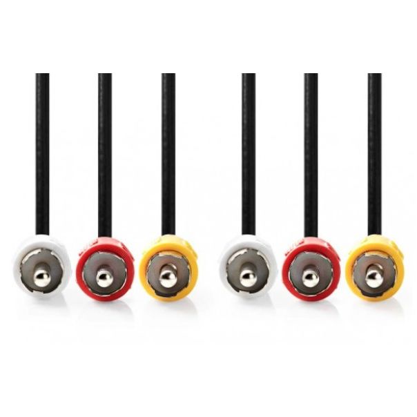 NEDIS Kabl 3xRCA muški CVGP24300BK50, 5m - 45982