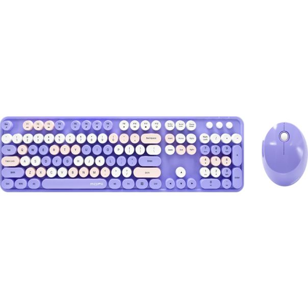 Moja Knjižara TASTATURA I MIŠ BEŽIČNI SET OP24505 ljubičasta plava crna zelena bež roze - 5988-1-1