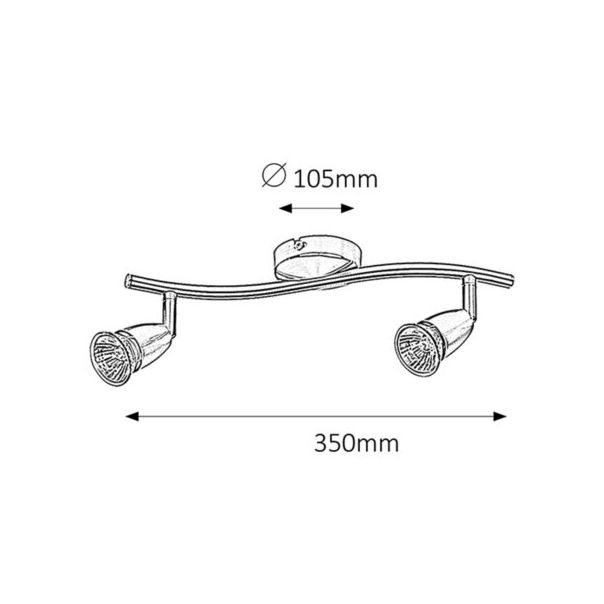 Rabalux Spot rasveta Norman GU10 2x MAX 50W brušeni hrom (5992) - 5992
