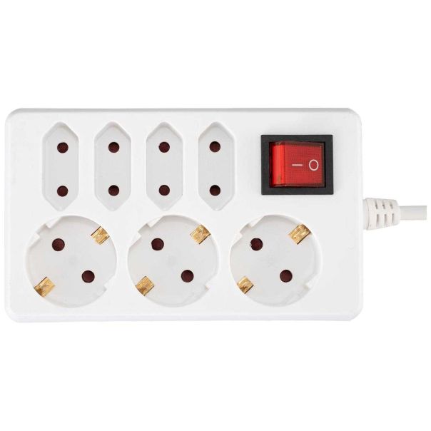 HOME Produžni kabl, 3 + 4 utičnice, 1.0mm², 1.5 met, beli - NV 17/WH - 15735