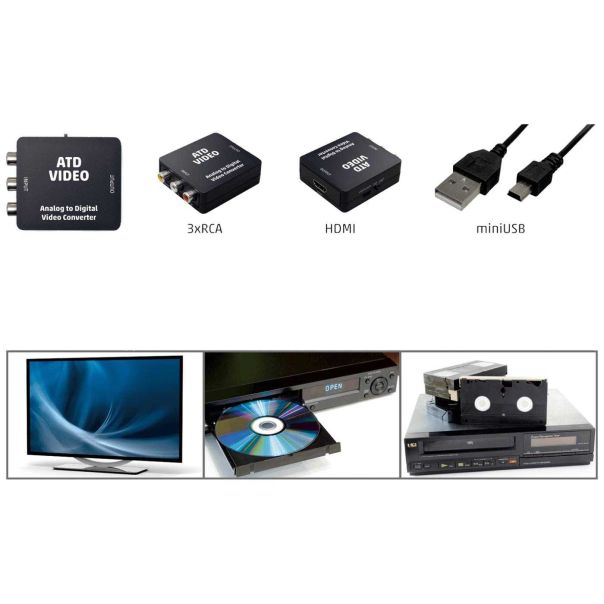 HOME Analogno - digitalni video konverter, 3 x RCA na HDMI - ATD VIDEO - 12783