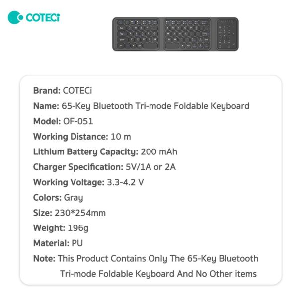 Tastatura Coteci 65 Fold crna - EP2754294