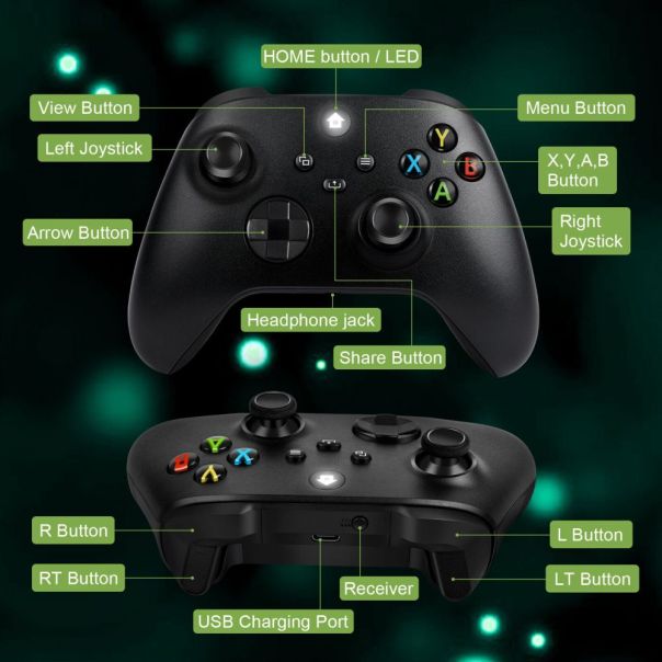 Joypad WIFI kontroler za XBOX One, XBOX X series, PC Windows, PS 3 crni - 213997