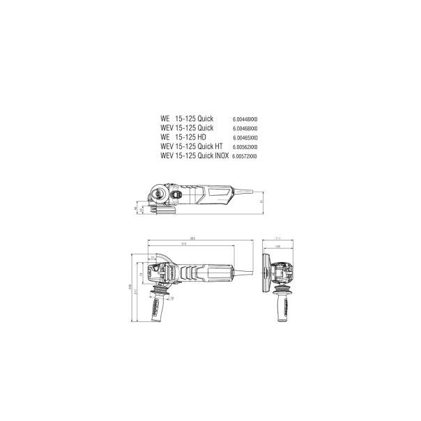 METABO Ugaona brusilica sa potenciometrom  WEV 15-125 Quick; Marathon Motor 1.550W; 125mm - 600468000