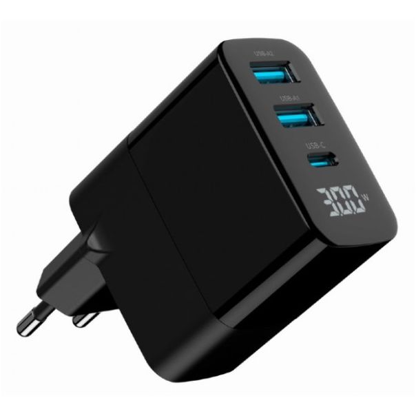 GEMBIRD Brzi auto punjač TA-UC-PDQC30LCD-BK-02, crna - 46122