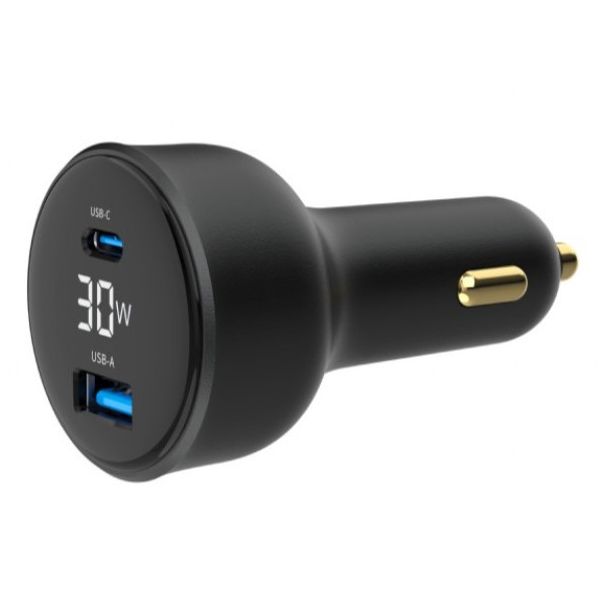 GEMBIRD Brzi auto punjač 2-port USB Type-C TA-UC-AC2PD30LCD-CAR-01, 30W, crna - 46192