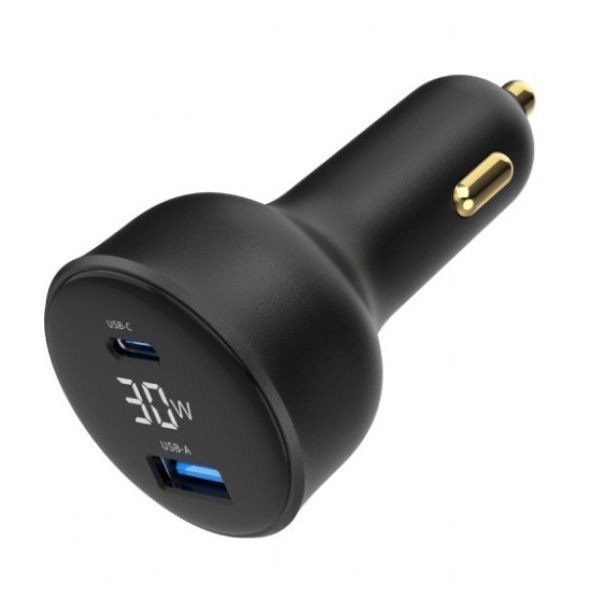 GEMBIRD Brzi auto punjač 2-port USB Type-C TA-UC-AC2PD30LCD-CAR-01, 30W, crna - 46192