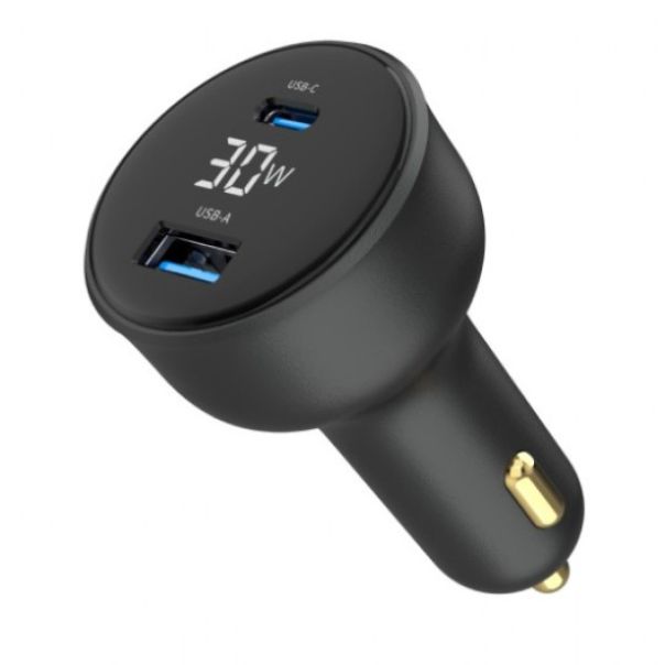 GEMBIRD Brzi auto punjač 2-port USB Type-C TA-UC-AC2PD30LCD-CAR-01, 30W, crna - 46192