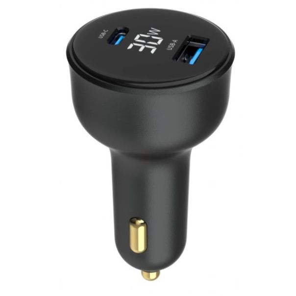 GEMBIRD Brzi auto punjač 2-port USB Type-C TA-UC-AC2PD30LCD-CAR-01, 30W, crna - 46192