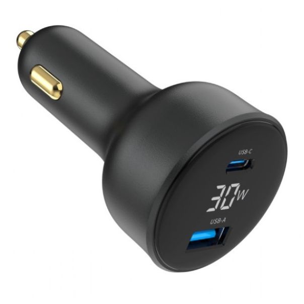 GEMBIRD Brzi auto punjač 2-port USB Type-C TA-UC-AC2PD30LCD-CAR-01, 30W, crna - 46192