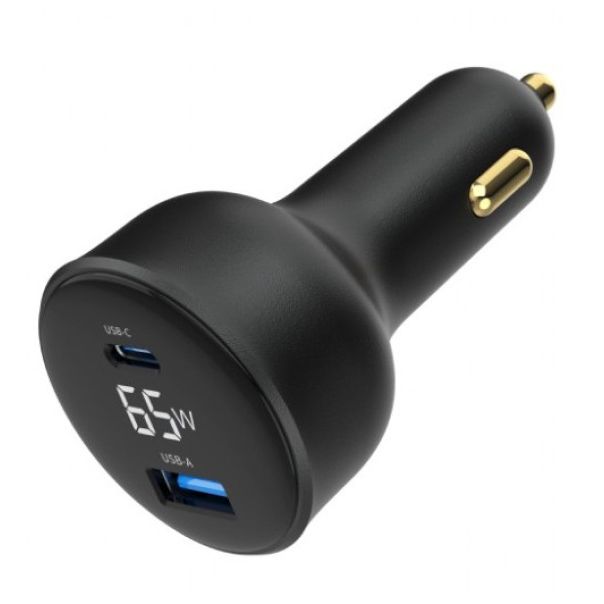 GEMBIRD Brzi auto punjač 2-port USB Type-C TA-UC-AC2PD65LCD-CAR-01, 65W, crna - 46193