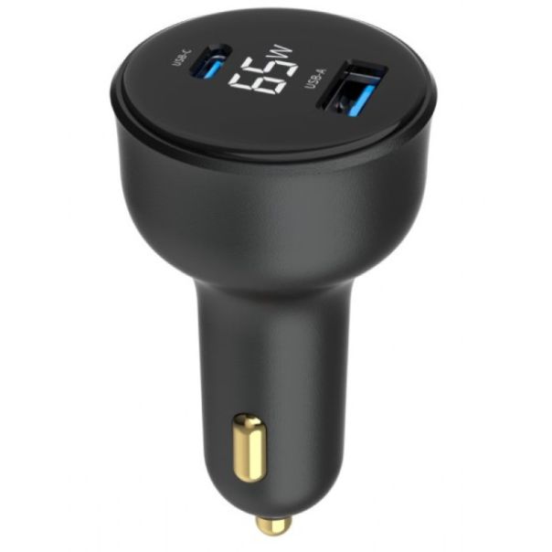 GEMBIRD Brzi auto punjač 2-port USB Type-C TA-UC-AC2PD65LCD-CAR-01, 65W, crna - 46193