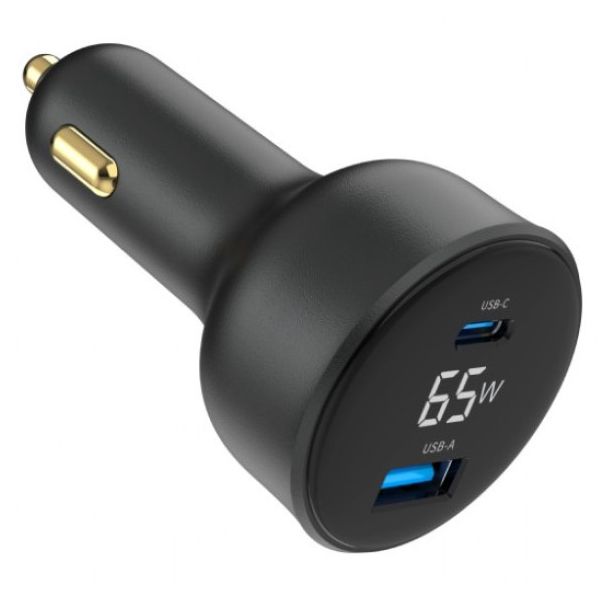 GEMBIRD Brzi auto punjač 2-port USB Type-C TA-UC-AC2PD65LCD-CAR-01, 65W, crna - 46193