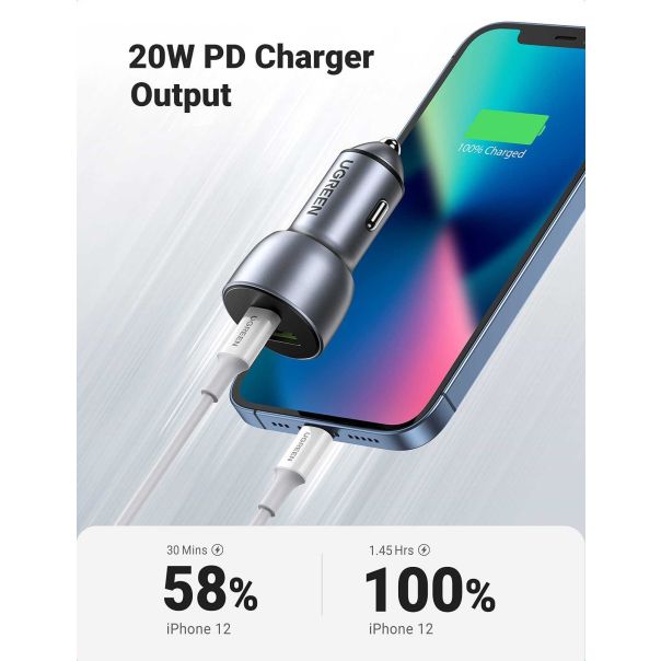 UGREEN Auto Punjač CD213 ALU kućište PD 42.5W - 60980