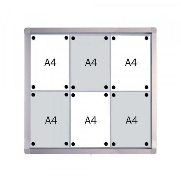 Tabla oglasna 2X3 SK6SE bela magnetna, vodootporna, 6xA4, vrata, staklo - H297