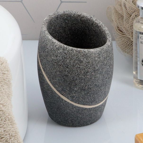 TENDANCE Čaša za četkice za zube, stone effect siva - 61153180