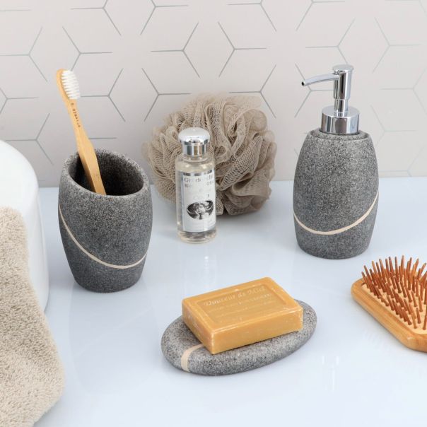TENDANCE Čaša za četkice za zube, stone effect siva - 61153180