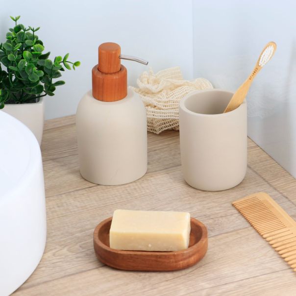 TENDANCE Čaša za četkice za zube 8x10cm, cement bež - 61160161