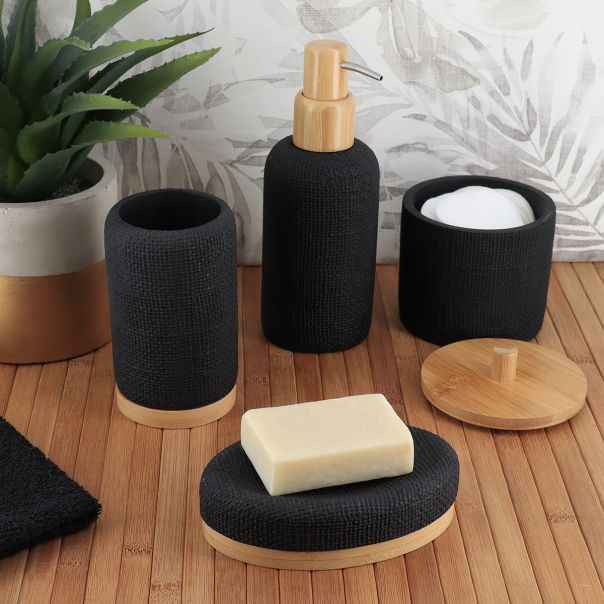 TENDANCE Čaša za četkice za zube Mesh, crna/bambus - 61161103