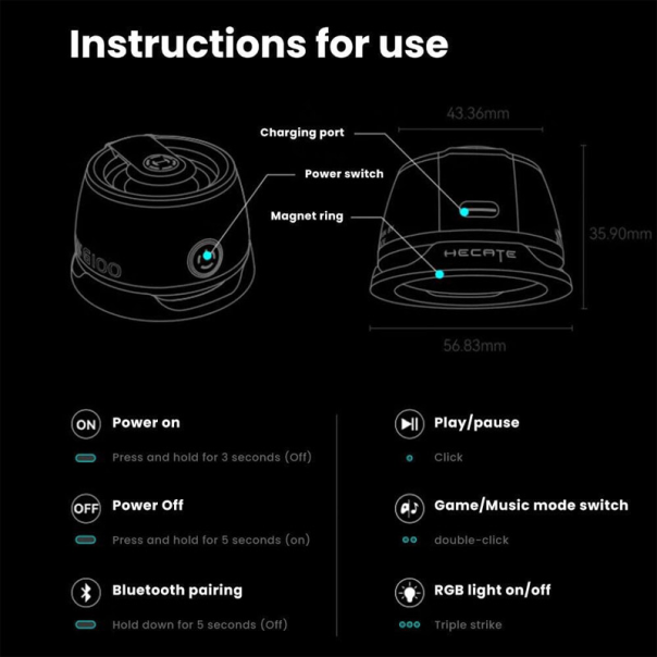 Bluetooth zvučnik magnetni RBG Hecate G100 - EP2875418