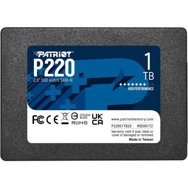 Patriot SSD 2.5 SATA3 1TB P220 550MBs/500MBs P220S1TB25 - P220S1TB25