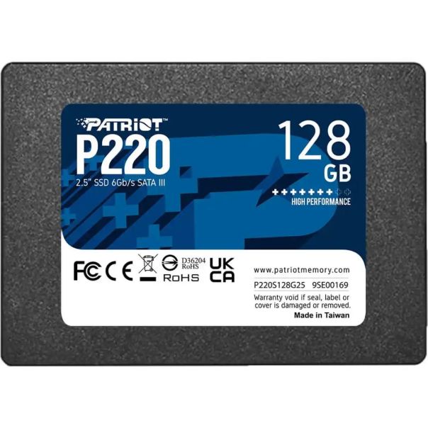 SSD 2.5 SATA3 128GB Patriot P220 550MBs/480MBs P220S128G25 - P220S128G25