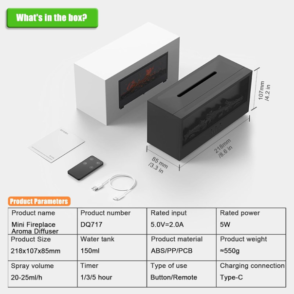 Difuzer Fireplace sa LED Kaminom beli - EP2842462