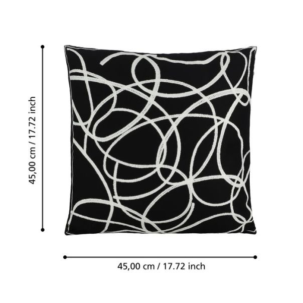 EGLO Dekorativni jastuk 45x45cm Chevery, crna/bela - 420006