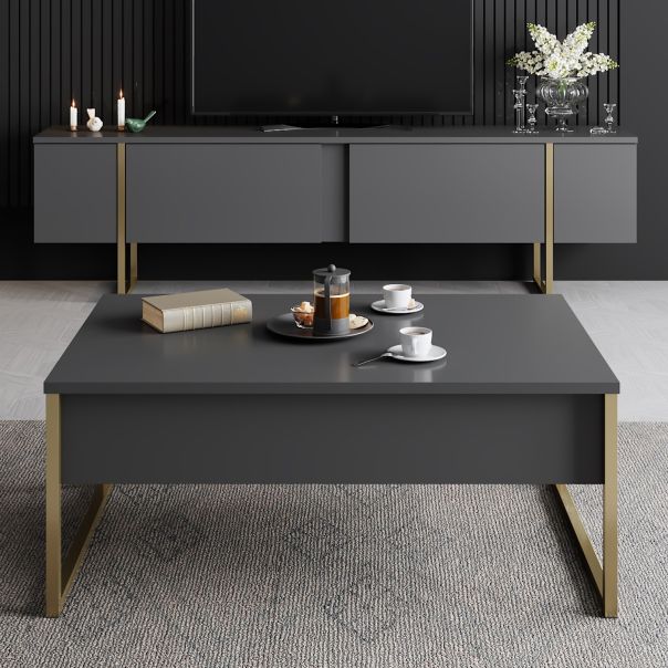 HANAH HOME Sto za dnevnu sobu Luxe Anthracite Gold 1 - 182045