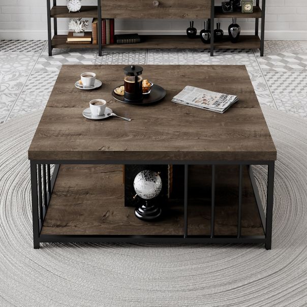 HANAH HOME Sto za dnevnu sobu Zenn Walnut Black - 189096