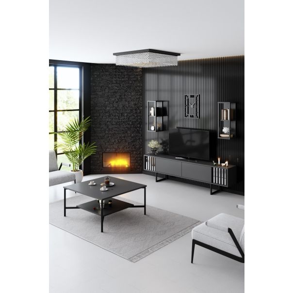 HANAH HOME Sto za dnevnu sobu Black Line Anthracite Black 1 - 182033-1