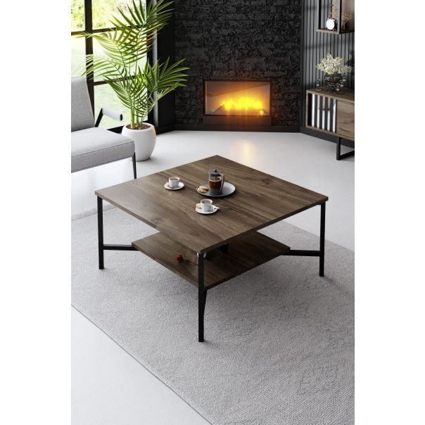 HANAH HOME Sto za dnevnu sobu Black Line Walnut Black 1 - 182035-1
