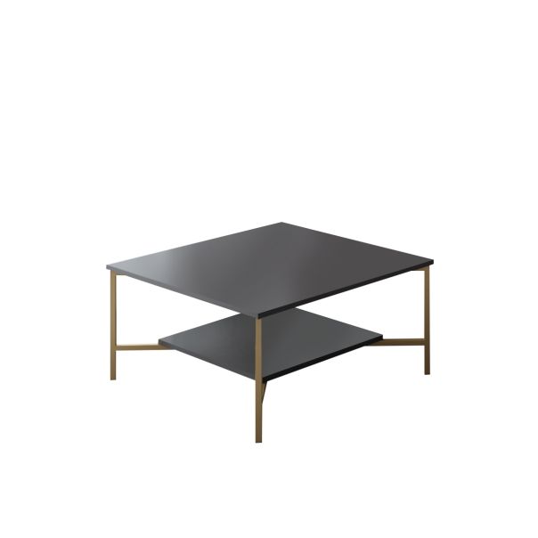 HANAH HOME Sto za dnevnu sobu Gold Line Anthracite Black - 182037