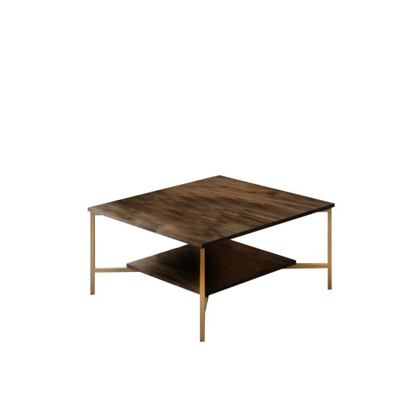 HANAH HOME Sto za dnevnu sobu Gold Line Walnut Black - 182038