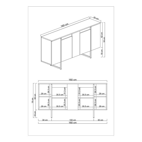 HANAH HOME Komoda Luxe White Black - 194397