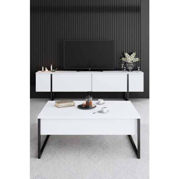 HANAH HOME Set nameštaja za dnevnu sobu Luxe, bela/crna - 618BLY1182