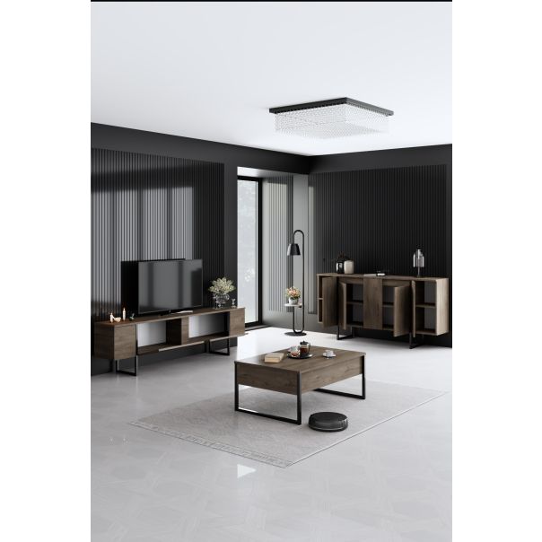 HANAH HOME Set nameštaja za dnevnu sobu Luxe, braon/crna - 618BLY1183