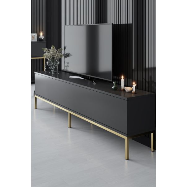 HANAH HOME TV komoda Lord, antracit/zlatna - 618BLY1187