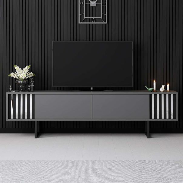HANAH HOME TV komoda Chrome Line, antracit/crna - EP3057914