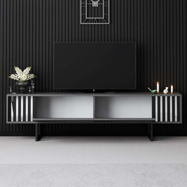 HANAH HOME TV komoda Chrome Line, antracit/crna - EP3057914
