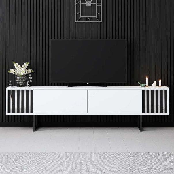 HANAH HOME TV komoda Chrome Line, bela/crna - EP3057917