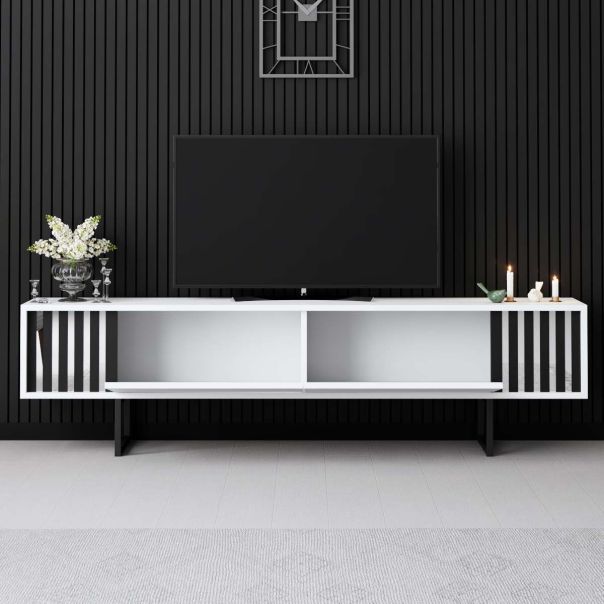 HANAH HOME TV komoda Chrome Line, bela/crna - EP3057917